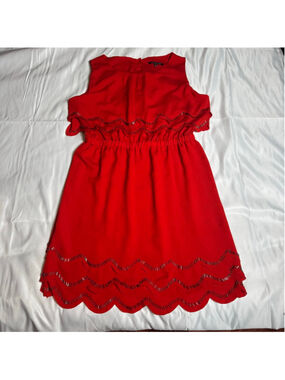 Women's Gianni Bini Red Mini Dress with Silver Beading Size L